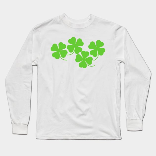 Four Leaves Lucky Shamrock Cluster Long Sleeve T-Shirt by Kelly Gigi